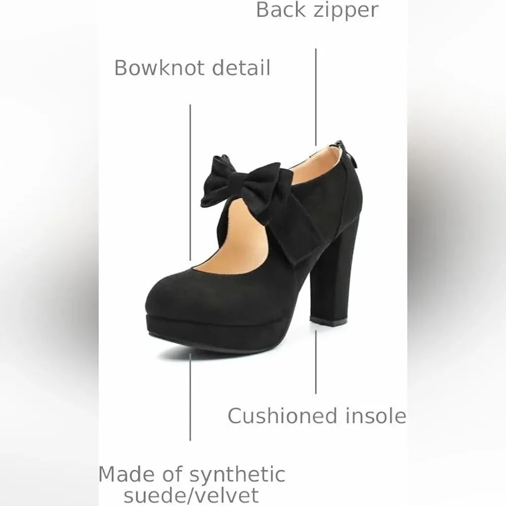 (49-4331) fereshte Women's Platform Mary Jane Pumps with Bow Sz 37 (6.5)